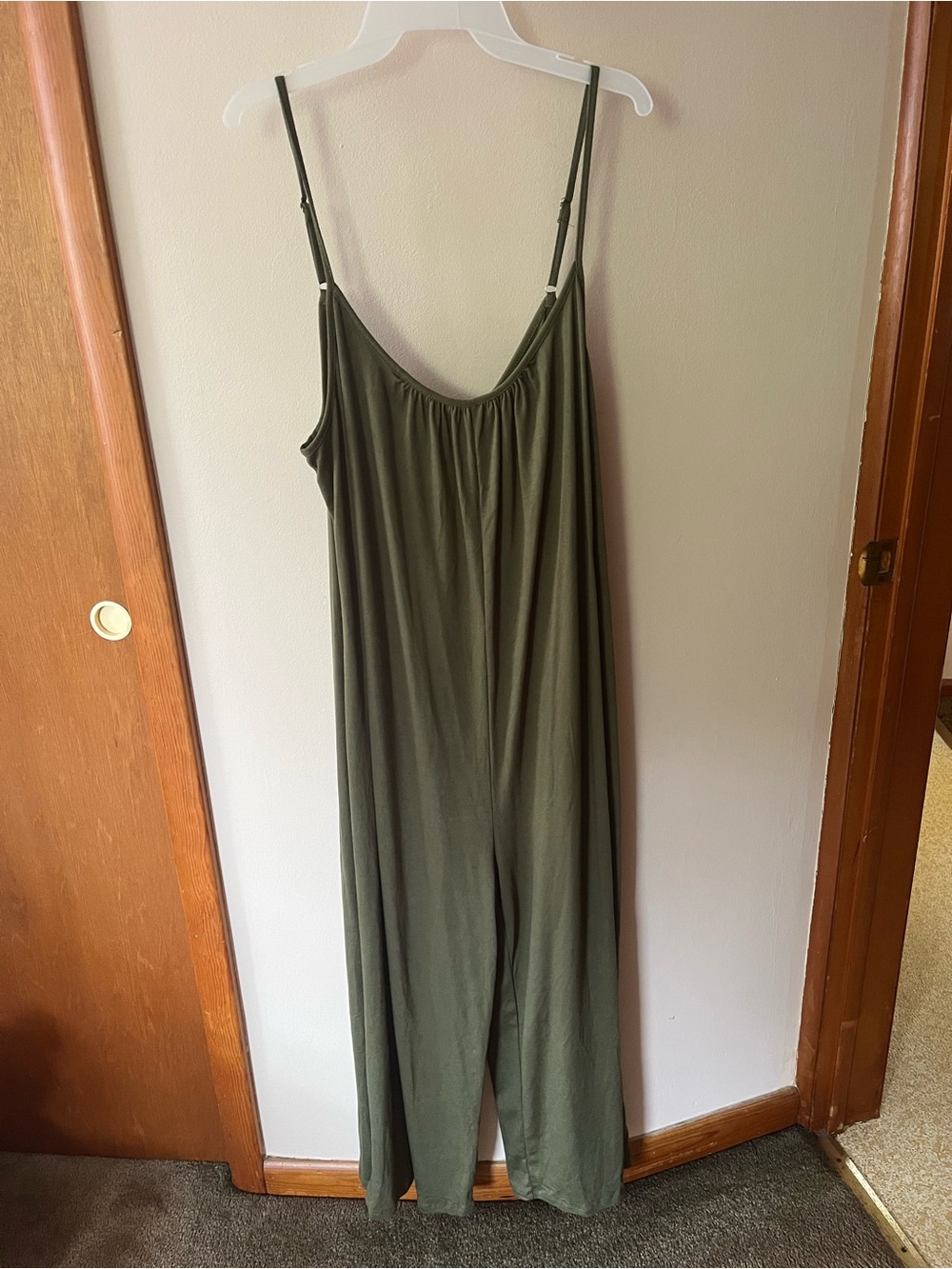 Olive Green Wide-Leg Jumpsuit with Spaghetti Straps